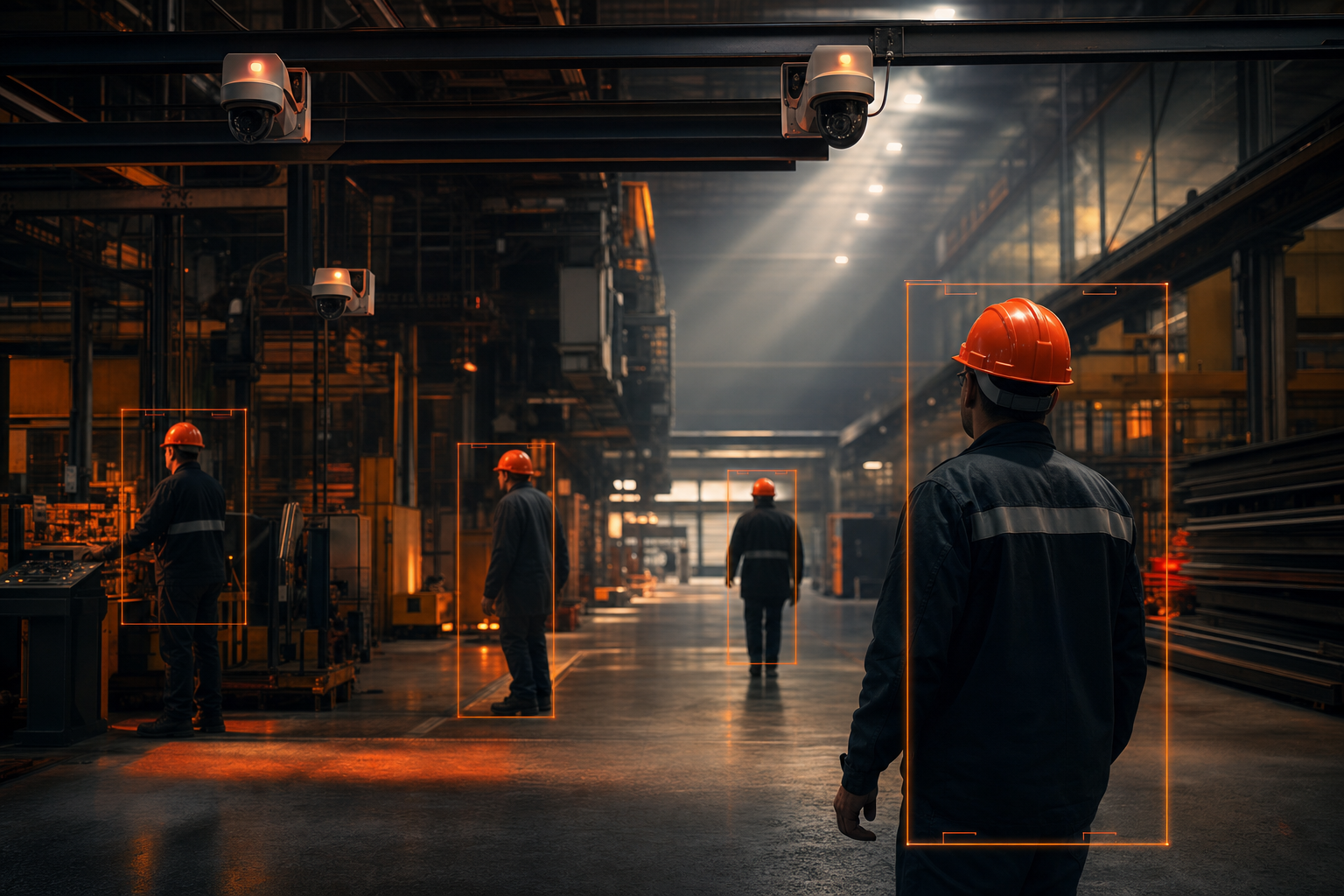 Industrial facility with AI camera analysis